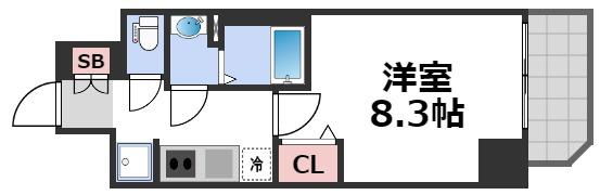 プレサンス谷町九丁目駅前の間取り