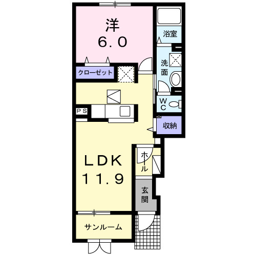 高岡市あわら町のアパートの間取り