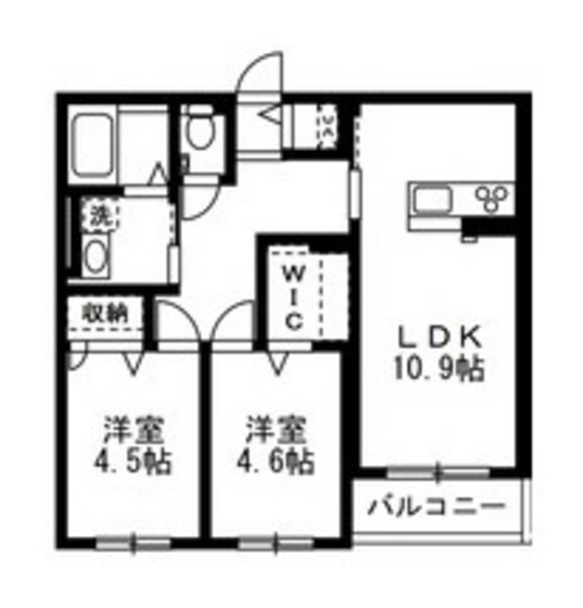 岡山市東区西大寺川口のアパートの間取り