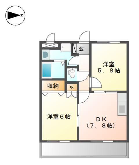 姫路市飾磨区妻鹿のアパートの間取り