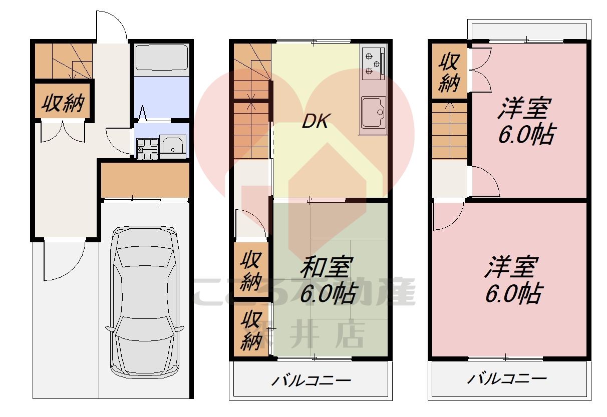 寝屋川市清水町貸家の間取り