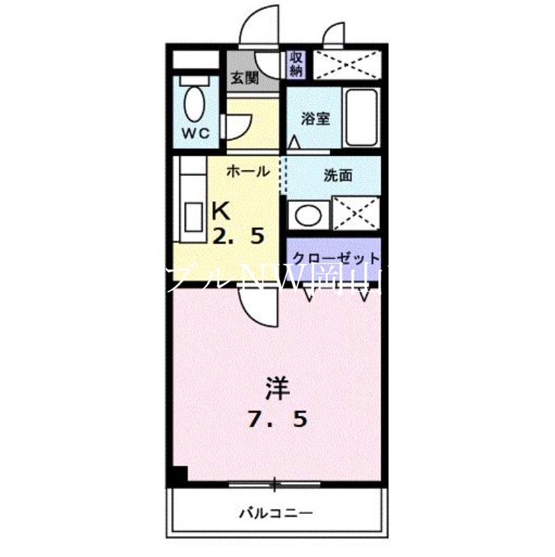 岡山市北区青江のマンションの間取り