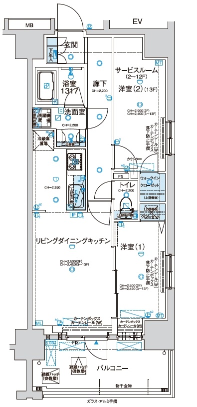 足立区谷在家のマンションの間取り