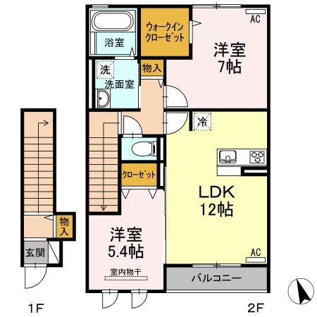 松江市東出雲町意宇南のアパートの間取り