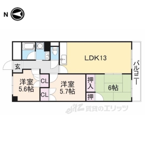 【寝屋川市日之出町のマンションの間取り】