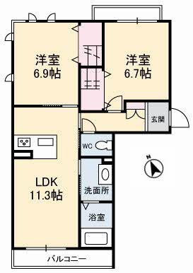 山口市小郡栄町のアパートの間取り