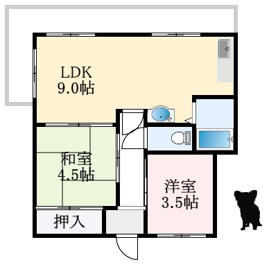 堺市東区高松のマンションの間取り