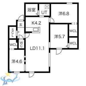 【札幌市西区山の手二条のマンションの間取り】