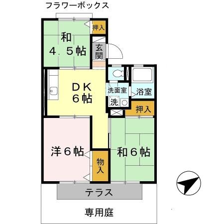 メゾン楠見中　Ｂ棟の間取り