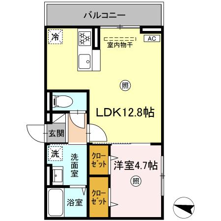 倉吉市八屋のアパートの間取り