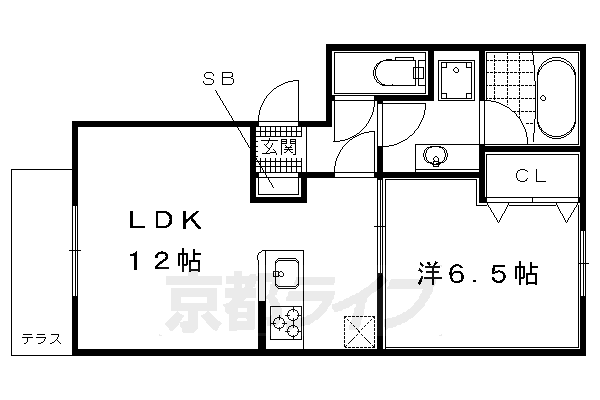 京都市北区紫竹下高才町のマンションの間取り