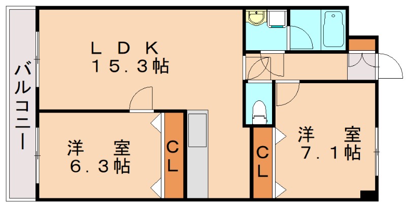 北九州市八幡西区北筑のマンションの間取り