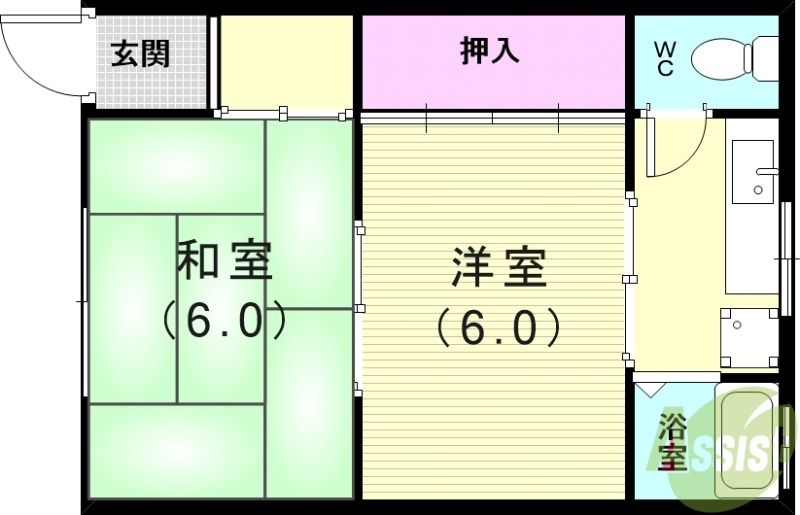 板宿ハイツの間取り