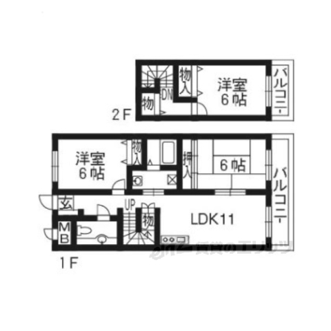 京都市西京区樫原芋峠のマンションの間取り