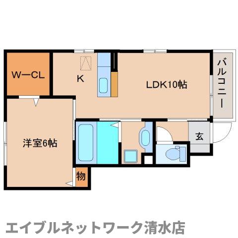 静岡市清水区大沢町のアパートの間取り