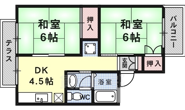 京都市西京区大枝沓掛町のアパートの間取り