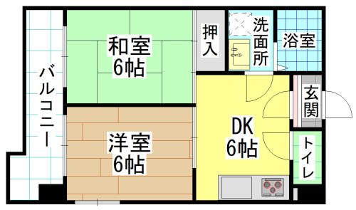 北九州市戸畑区中原東のマンションの間取り