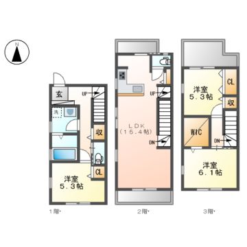 北区元志賀賃貸戸建住宅B棟の間取り