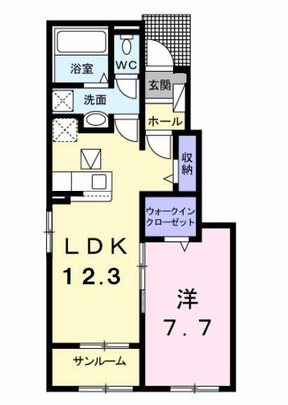 ユウア　プルメリアＡの間取り