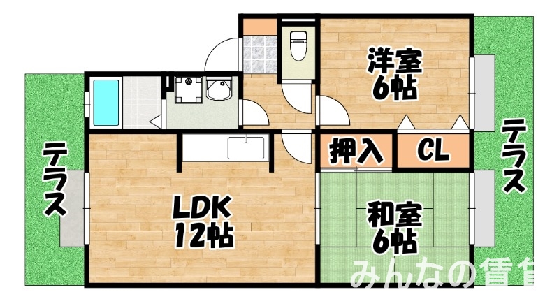 【糟屋郡粕屋町長者原西のアパートの間取り】