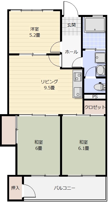 三ツ境グリーンハイム1号棟521の間取り