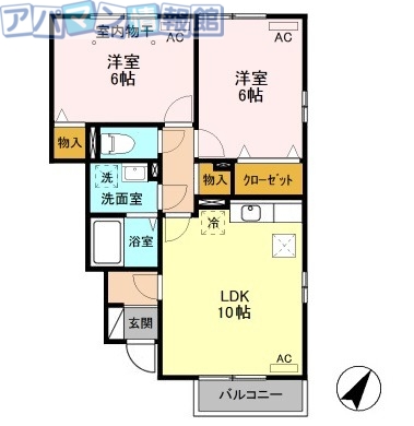 新潟市中央区姥ケ山のアパートの間取り