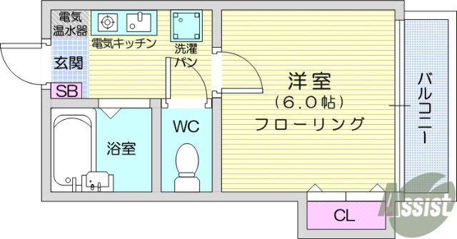 仙台市青葉区北根黒松のアパートの間取り