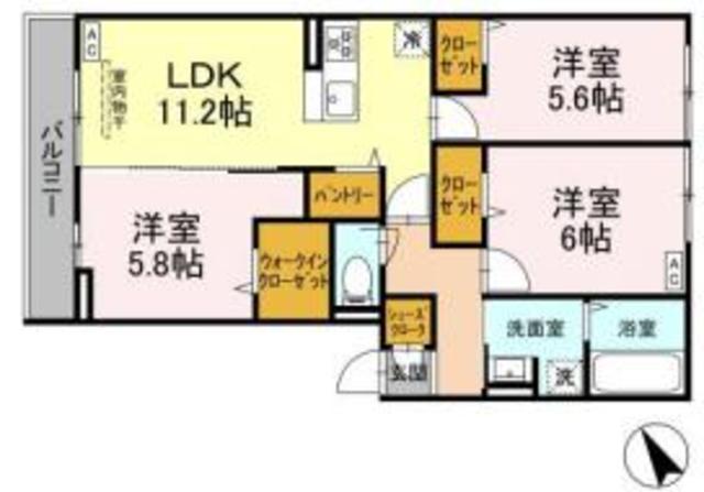 【相模原市中央区相模原のアパートの間取り】