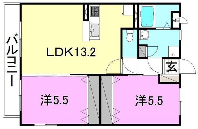 松山市馬木町のマンションの間取り