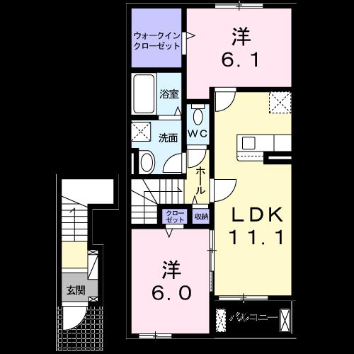 【観音寺市柞田町のアパートの間取り】