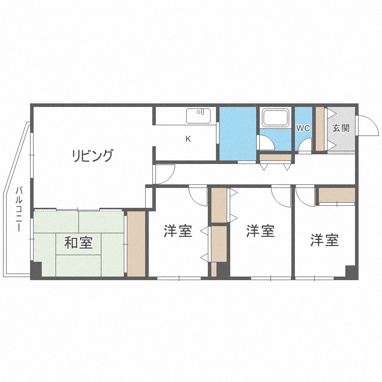 札幌市豊平区月寒西四条のマンションの間取り