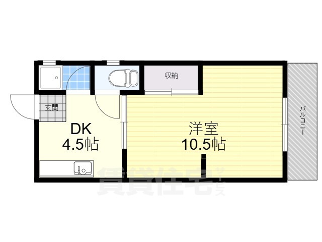 京都市山科区四ノ宮小金塚のアパートの間取り