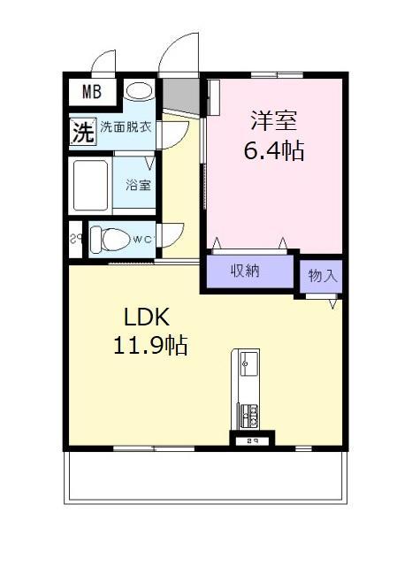 東広島市寺家駅前のマンションの間取り