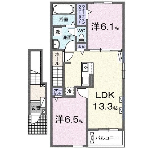 白石市字大畑二番のアパートの間取り