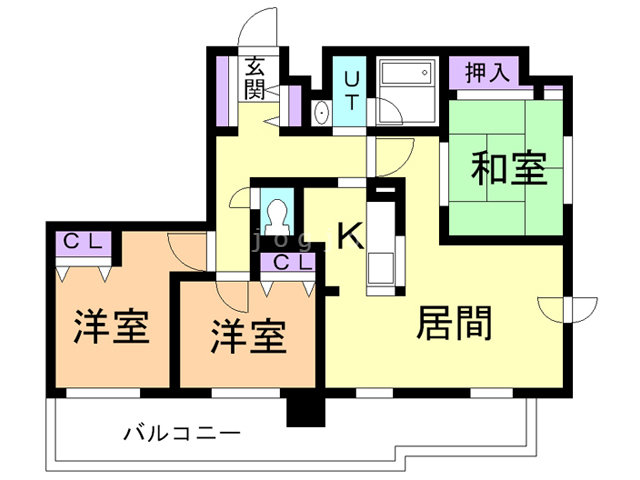 札幌市中央区南十九条西のマンションの間取り