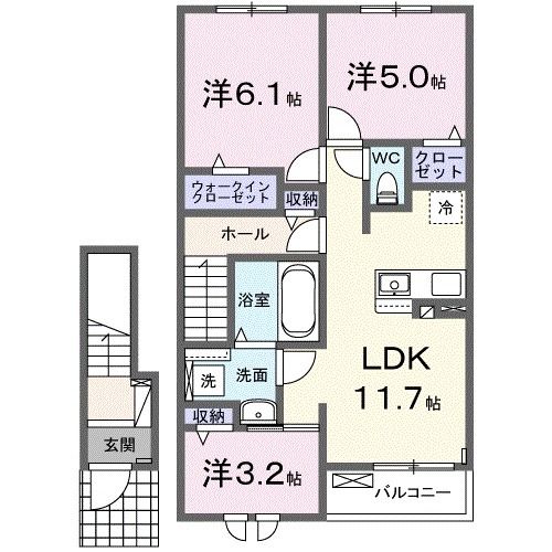 グレージュ　キリノＡの間取り