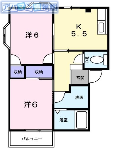 新潟市西区ときめき西のアパートの間取り