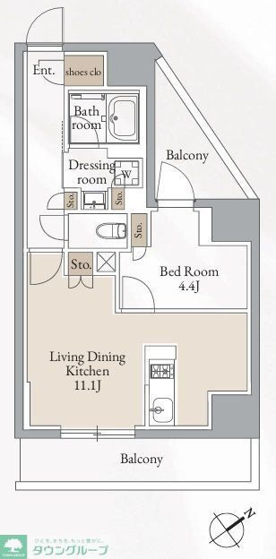 【新宿区西早稲田のマンションの間取り】