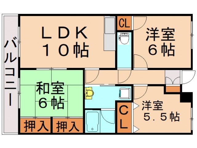 北九州市若松区青葉台南のマンションの間取り