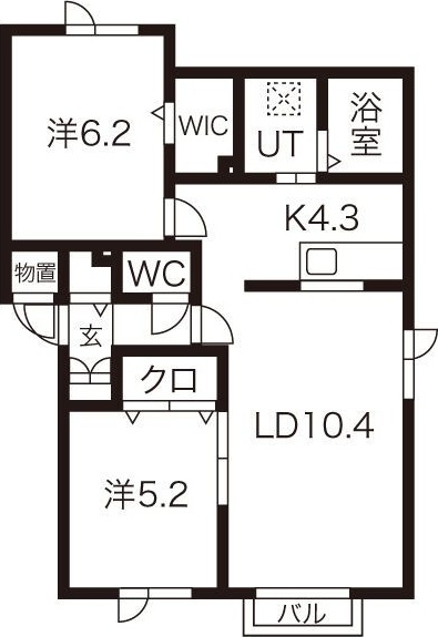 【札幌市白石区平和通のアパートの間取り】