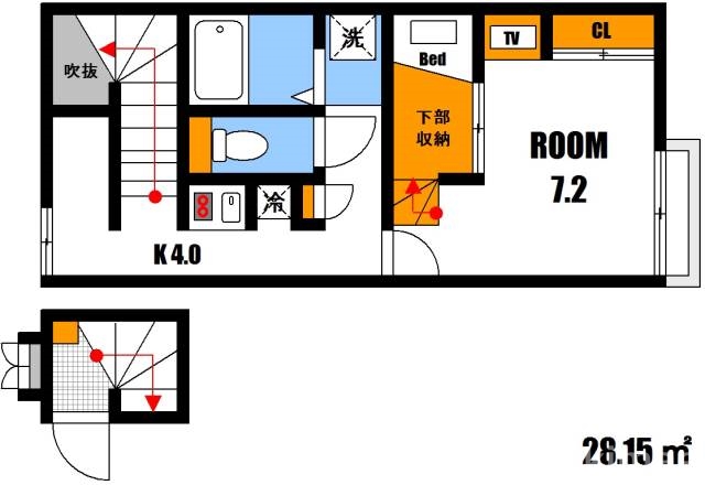 広島市安佐南区上安のアパートの間取り