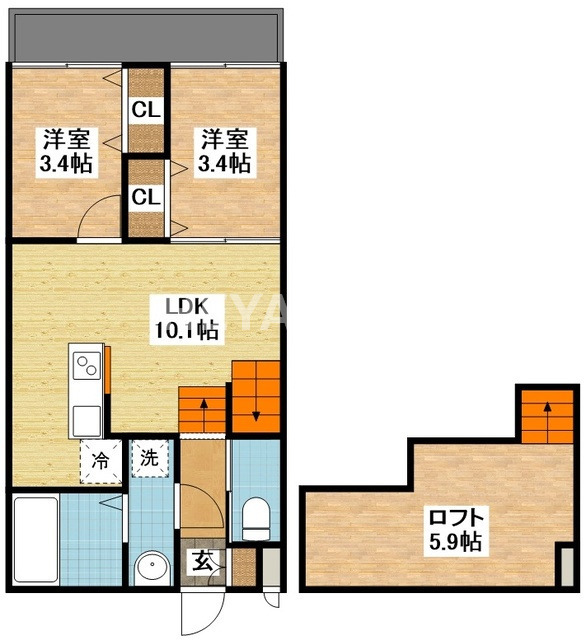 諫早市貝津町のアパートの間取り