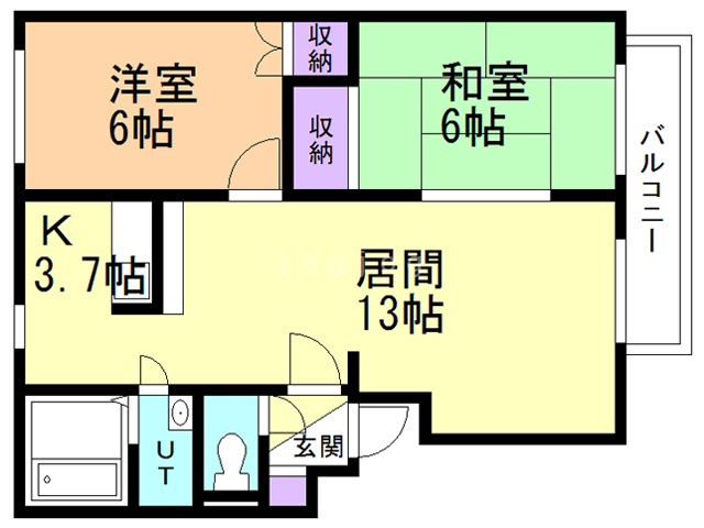 札幌市西区宮の沢一条のマンションの間取り