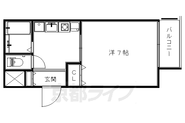 京都市左京区田中里ノ前町のマンションの間取り