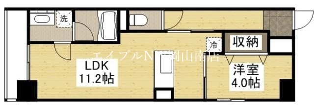 岡山市北区中央町のマンションの間取り