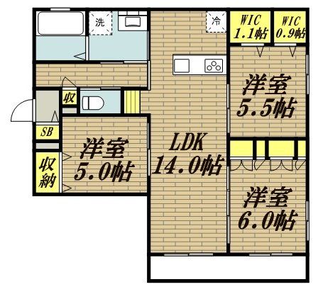 相模原市緑区東橋本のアパートの間取り