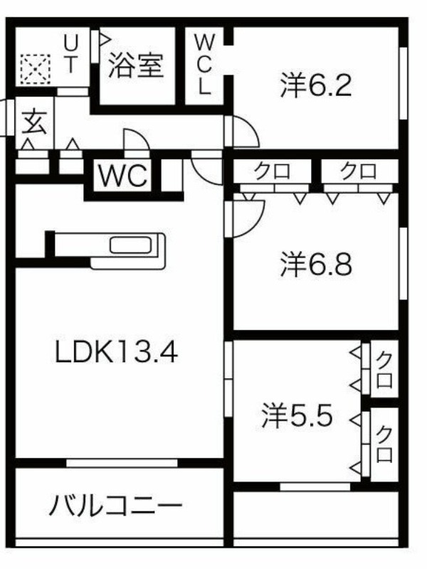 札幌市南区真駒内本町のマンションの間取り