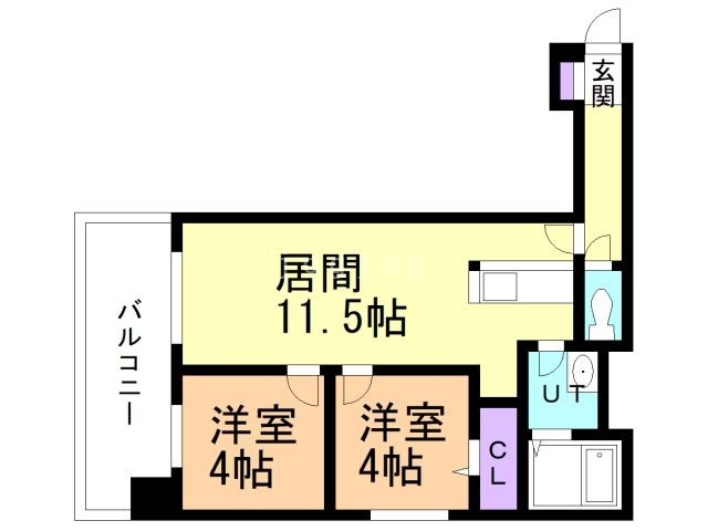 札幌市豊平区月寒中央通のマンションの間取り