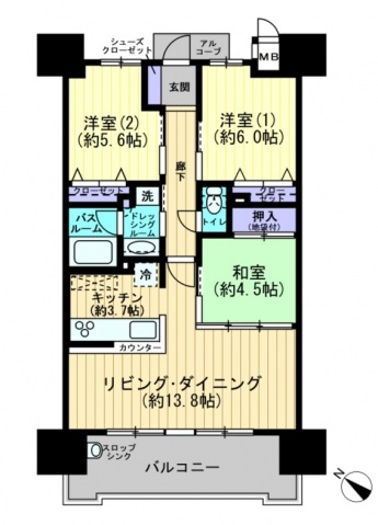 サーパス中昭和町の間取り