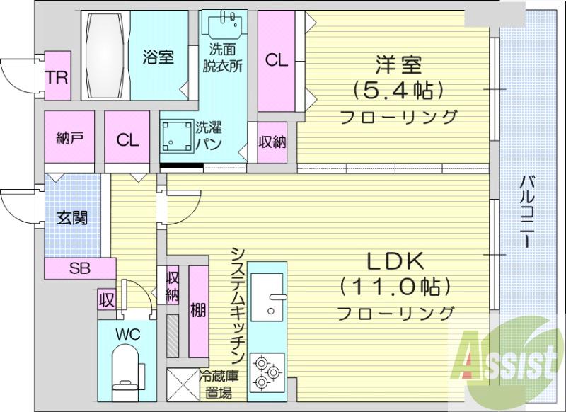 地下鉄南北線 北２４条駅 徒歩1分 15階建 築3年の間取り写真